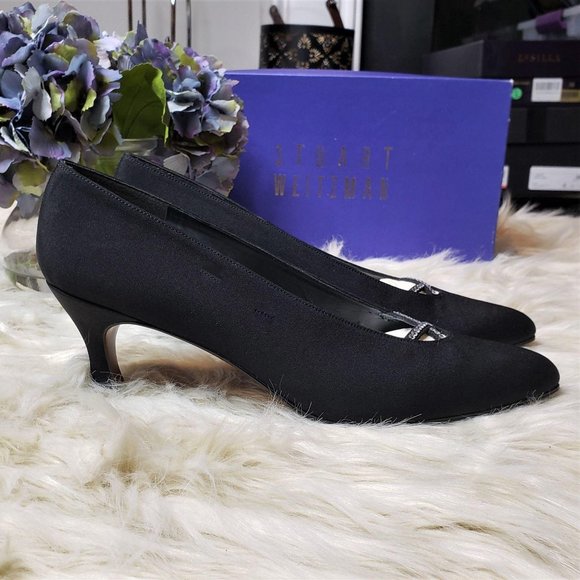 Stuart Weitzman Peau de Soie Rhinestone Heels, 9AA - Picture 5 of 11